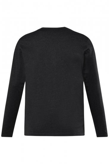 Men+ 383 Henley póló hosszú ujjú Fekete - Pólók - Nagyméretű pólók - 2XL-14XL
