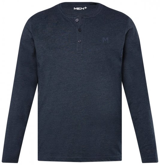 Men+ 383 Henley póló hosszú ujjú Sötétkék - Pólók - Nagyméretű pólók - 2XL-14XL