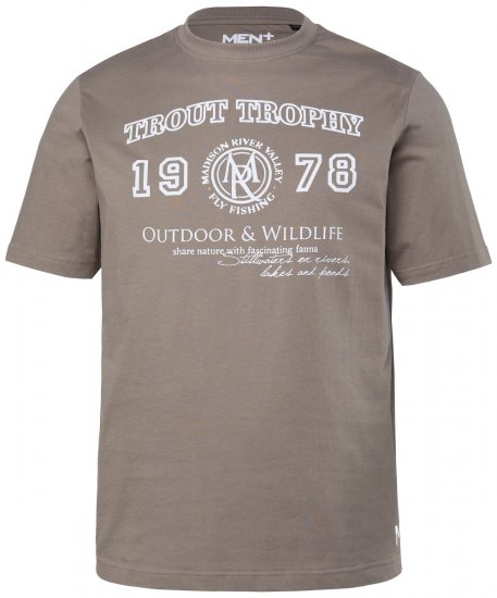 Men+ 424 Póló Trout Trophy Szürkésbarna - Pólók - Nagyméretű pólók - 2XL-14XL