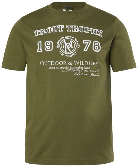 Men+ 424 Póló Trout Trophy Sötét oliva - Pólók - Nagyméretű pólók - 2XL-14XL