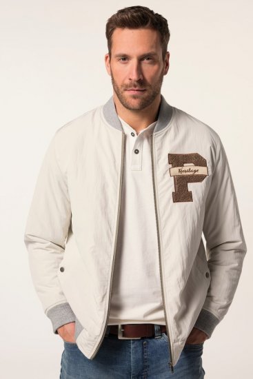 JP1880 836786 College dzseki emblémával Törtfehér - Kabátok - Nagyméretű Kabátok - 2XL-8XL
