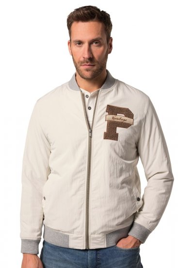 JP1880 836786 College dzseki emblémával Törtfehér - Kabátok - Nagyméretű Kabátok - 2XL-8XL