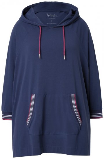 Ulla Popken 837190 Kapucnis otthoni poncsó Sötétlila - Pizsama/Loungewear - 