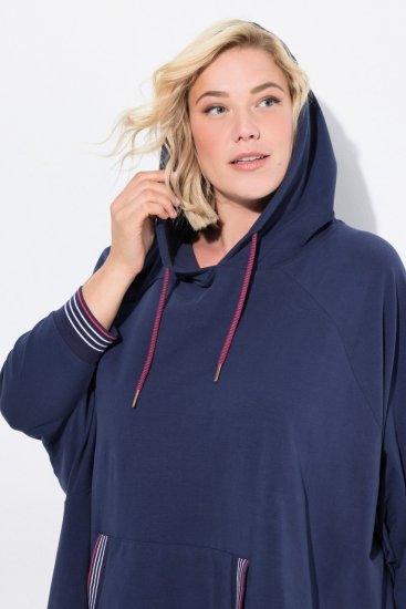 Ulla Popken 837190 Kapucnis otthoni poncsó Sötétlila - Pizsama/Loungewear - 
