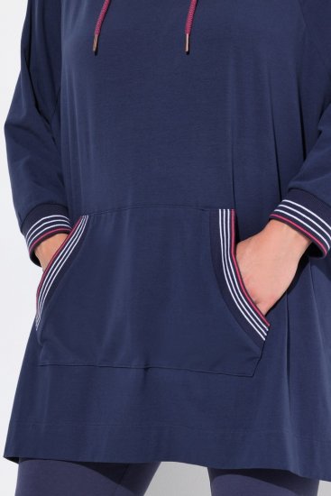 Ulla Popken 837190 Kapucnis otthoni poncsó Sötétlila - Pizsama/Loungewear - 
