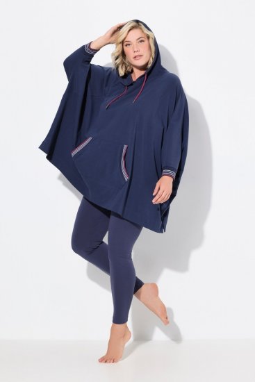 Ulla Popken 837190 Kapucnis otthoni poncsó Sötétlila - Pizsama/Loungewear - 