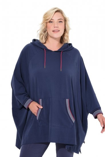 Ulla Popken 837190 Kapucnis otthoni poncsó Sötétlila - Pizsama/Loungewear - 