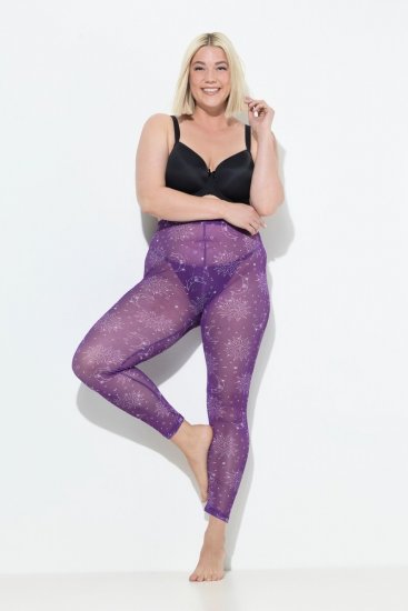 Ulla Popken 837935 Mintás harisnyaleggings Lila - Harisnyanadrágok & zoknik - 
