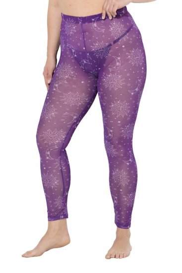 Ulla Popken 837935 Mintás harisnyaleggings Lila - Harisnyanadrágok & zoknik - 