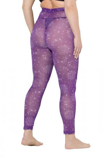 Ulla Popken 837935 Mintás harisnyaleggings Lila - Harisnyanadrágok & zoknik - 