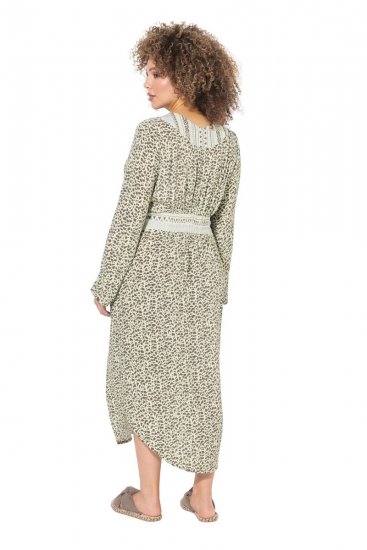 Ulla Popken 838120 Mintás ruha V-nyakkal Világoszöld - Mini ruhák - Plus size miniruhák nőknek