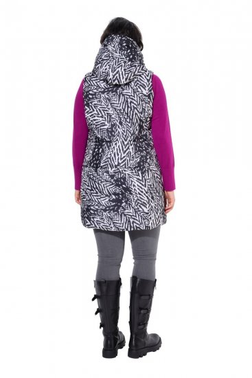 Ulla Popken 838435 Hosszú mintás steppelt mellény Fekete - Mellények - 