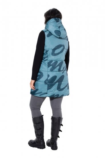 Ulla Popken 838435 Hosszú mintás steppelt mellény Szürkészöld - Mellények - 