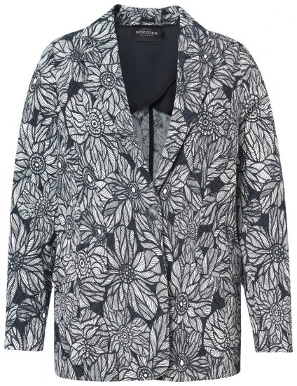 Ulla Popken 838656 Virágos blézer Fehér - Blézerek - Blézerek plus size méretben nőknek