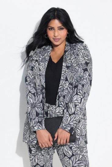 Ulla Popken 838656 Virágos blézer Fehér - Blézerek - Blézerek plus size méretben nőknek
