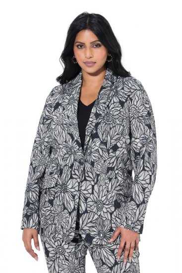 Ulla Popken 838656 Virágos blézer Fehér - Blézerek - Blézerek plus size méretben nőknek