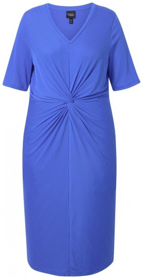 Ulla Popken 838765 Rövid ujjú jersey ruha V-nyakkal Szürkéskék - Midi ruhák - Női midiruhák nagy méretben