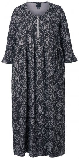 Ulla Popken 839518 Állatmintás ruha háromnegyedes ujjal Antracit - Maxi ruhák - Női plus size maxiruhák