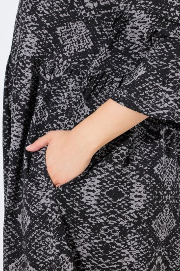 Ulla Popken 839518 Állatmintás ruha háromnegyedes ujjal Antracit - Maxi ruhák - Női plus size maxiruhák