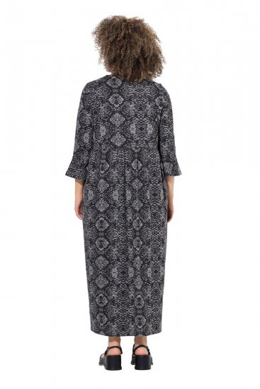 Ulla Popken 839518 Állatmintás ruha háromnegyedes ujjal Antracit - Maxi ruhák - Női plus size maxiruhák