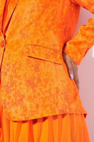 Ulla Popken 839607 Mintás szatén blézer Világosnarancs - Blézerek - Blézerek plus size méretben nőknek