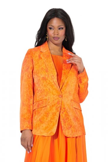 Ulla Popken 839607 Mintás szatén blézer Világosnarancs - Blézerek - Blézerek plus size méretben nőknek
