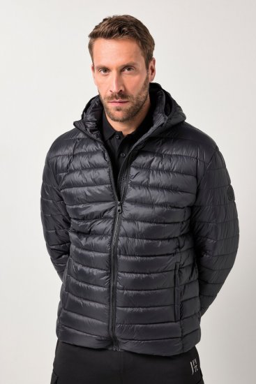 JAY-PI Lightly Quilted Jacket with a Hoodie Black - Kabátok - Nagyméretű Kabátok - 2XL-8XL