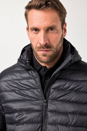 JAY-PI Lightly Quilted Jacket with a Hoodie Black - Kabátok - Nagyméretű Kabátok - 2XL-8XL