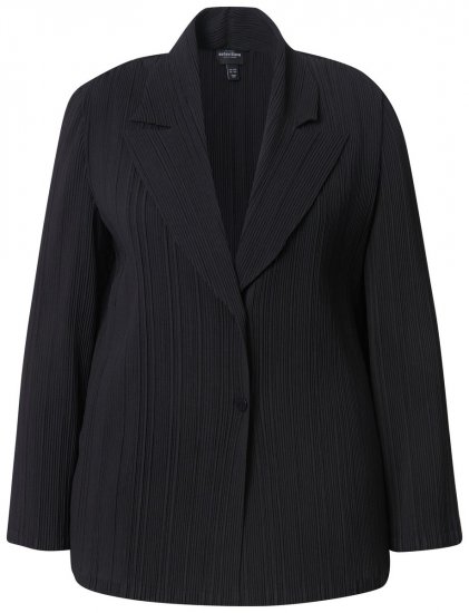 Ulla Popken 839843 Pliszírozott blézer Fekete - Blézerek - Blézerek plus size méretben nőknek