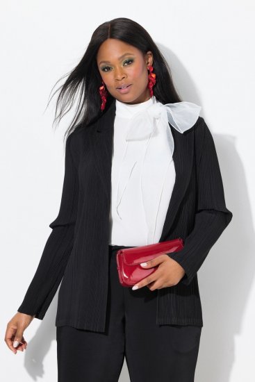 Ulla Popken 839843 Pliszírozott blézer Fekete - Blézerek - Blézerek plus size méretben nőknek