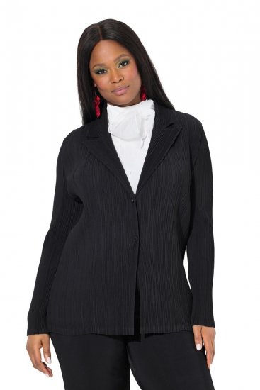 Ulla Popken 839843 Pliszírozott blézer Fekete - Blézerek - Blézerek plus size méretben nőknek