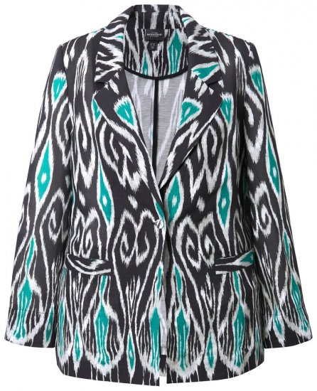 Ulla Popken 839961 Mintás lenkeverék blézer Fekete - Blézerek - Blézerek plus size méretben nőknek