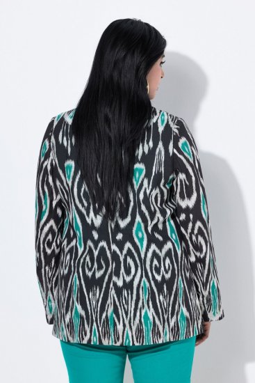 Ulla Popken 839961 Mintás lenkeverék blézer Fekete - Blézerek - Blézerek plus size méretben nőknek