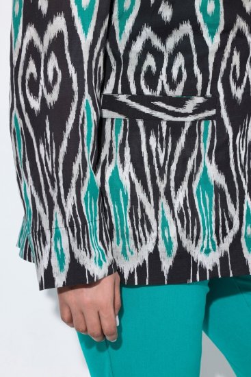 Ulla Popken 839961 Mintás lenkeverék blézer Fekete - Blézerek - Blézerek plus size méretben nőknek