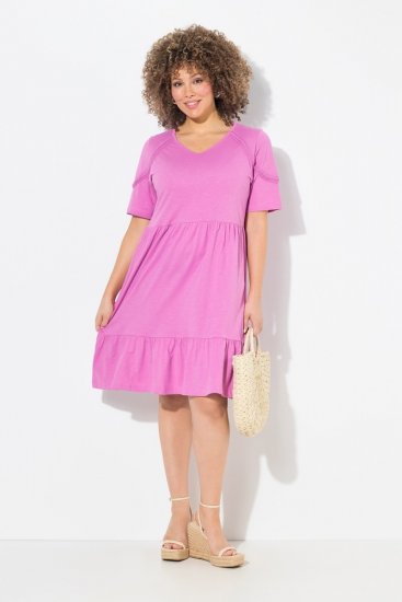 Ulla Popken 840115 Rövid ujjú jersey ruha Rózsaszín - Jersey ruhák - 