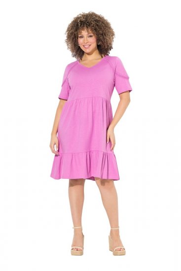 Ulla Popken 840115 Rövid ujjú jersey ruha Rózsaszín - Jersey ruhák - 