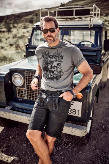 JP1880 Beer King Design Vintage Looking T-Shirt Gray - Pólók - Nagyméretű pólók - 2XL-14XL