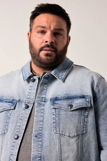 Men+ 394 Farmerdzseki mellzsebekkel Világoskék - Kabátok - Nagyméretű Kabátok - 2XL-8XL