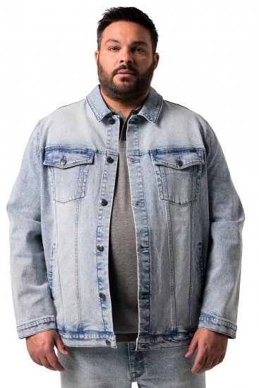 Men+ 394 Farmerdzseki mellzsebekkel Világoskék - Kabátok - Nagyméretű Kabátok - 2XL-8XL
