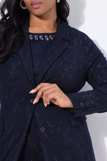 Ulla Popken 841163 Jacquard jersey blézer Sötétkék - Blézerek - Blézerek plus size méretben nőknek