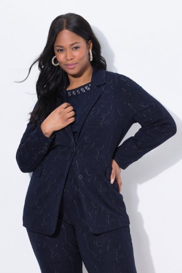Ulla Popken 841163 Jacquard jersey blézer Sötétkék - Blézerek - Blézerek plus size méretben nőknek