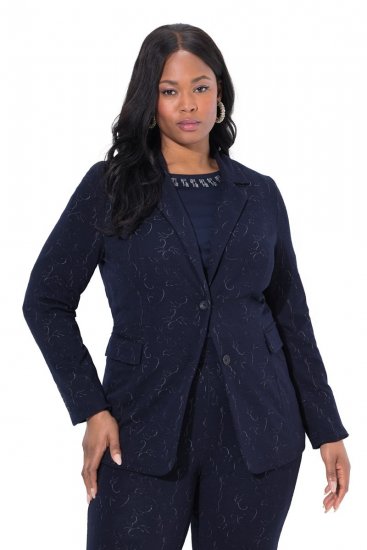 Ulla Popken 841163 Jacquard jersey blézer Sötétkék - Blézerek - Blézerek plus size méretben nőknek