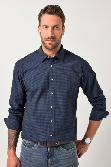 JP1880 Shirt Long Sleeve Kent Collar Navy - Ingek - Ingek 2XL-10XL