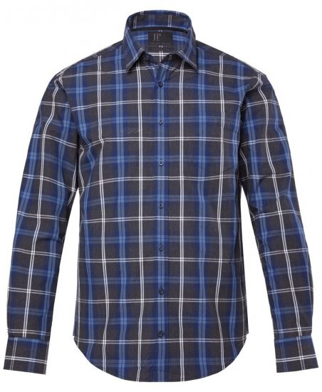 JP1880 Checked Shirt Long Sleeve Kent Collar Anthracite - Ingek - Ingek 2XL-10XL