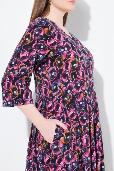 Ulla Popken 841219 Virágos maxiruha Sötétlila - Maxi ruhák - Női plus size maxiruhák