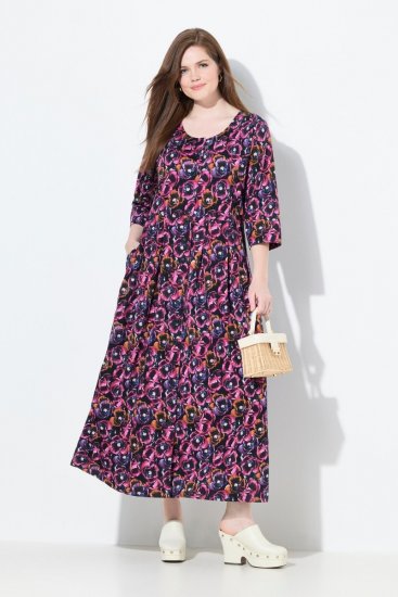 Ulla Popken 841219 Virágos maxiruha Sötétlila - Maxi ruhák - Női plus size maxiruhák