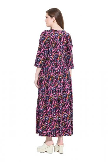 Ulla Popken 841219 Virágos maxiruha Sötétlila - Maxi ruhák - Női plus size maxiruhák