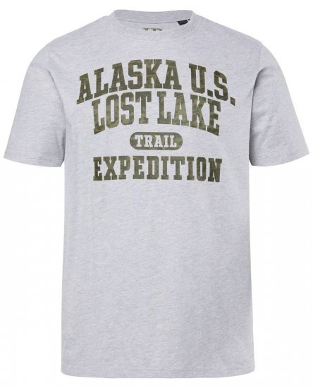 JP1880 T-shirt Short Sleeve Chest Print Grey Melange - Pólók - Nagyméretű pólók - 2XL-14XL
