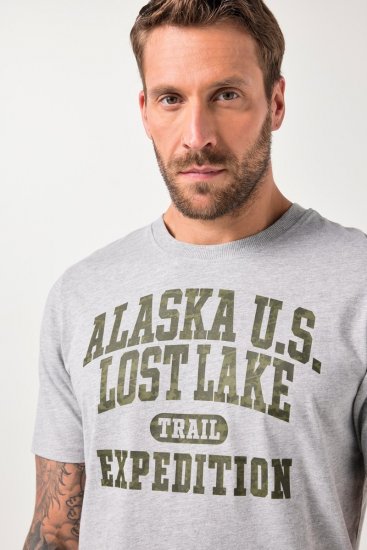 JP1880 T-shirt Short Sleeve Chest Print Grey Melange - Pólók - Nagyméretű pólók - 2XL-14XL