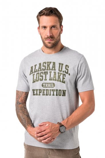 JP1880 T-shirt Short Sleeve Chest Print Grey Melange - Pólók - Nagyméretű pólók - 2XL-14XL